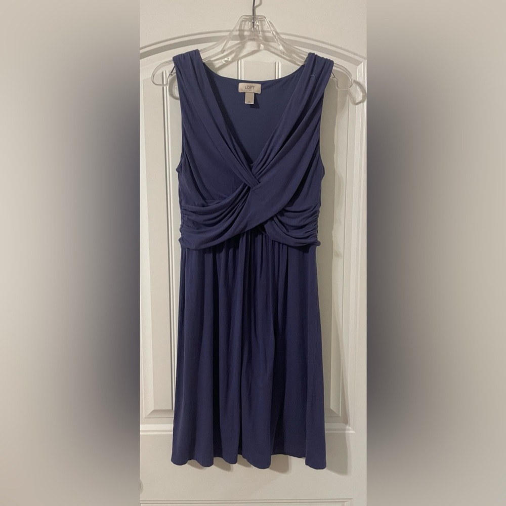 XS LOFT purple jersey sleeveless dress with twist detail